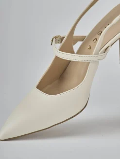 Décolleté e slingback tacco 7cm pelle bianco