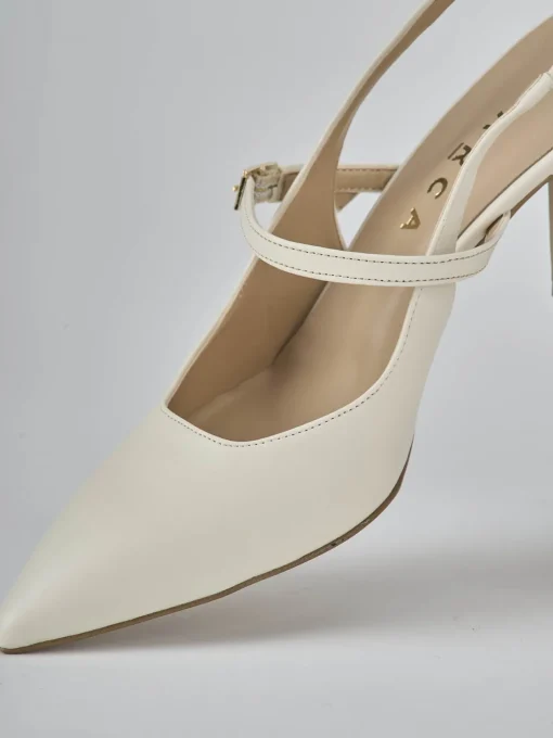 Décolleté e slingback tacco 7cm pelle bianco