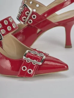 Décolleté e slingback tacco 7cm vernice rosso