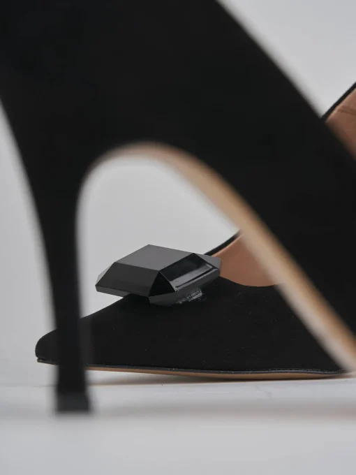 Décolleté e slingback tacco 9cm camoscio nero