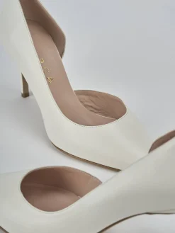 Décolleté e slingback tacco 8cm pelle bianco