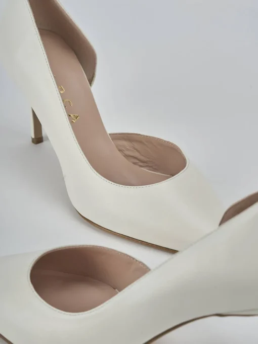 Décolleté e slingback tacco 8cm pelle bianco