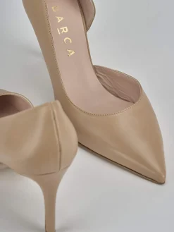Décolleté e slingback tacco 8cm pelle beige