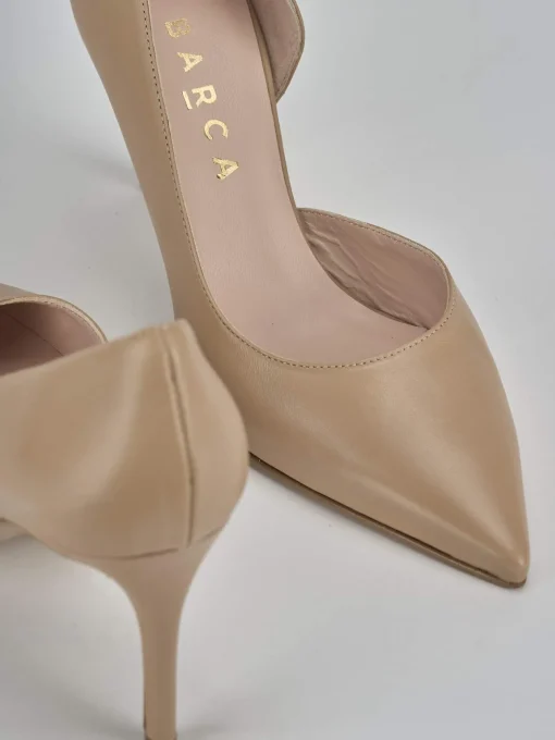 Décolleté e slingback tacco 8cm pelle beige