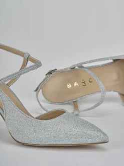 Décolleté e slingback tacco 7cm pelle argento