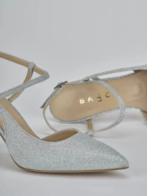 Décolleté e slingback tacco 7cm pelle argento