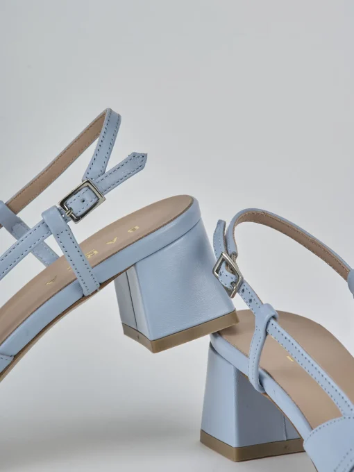 Décolleté e slingback tacco 5cm pelle azzurro