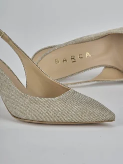 Décolleté e slingback tacco 7cm pelle oro