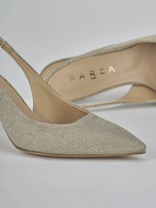 Décolleté e slingback tacco 7cm pelle oro
