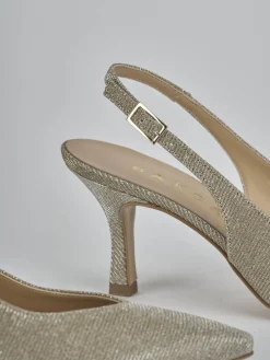 Décolleté e slingback tacco 7cm pelle oro