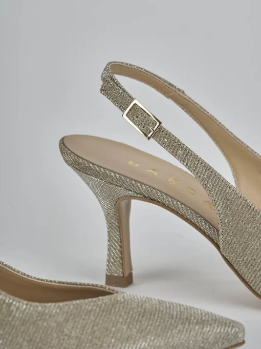 Décolleté e slingback tacco 7cm pelle oro