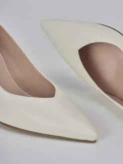 Décolleté e slingback tacco 7cm pelle bianco