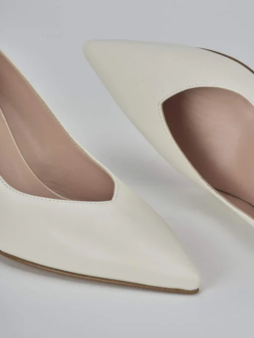 Décolleté e slingback tacco 7cm pelle bianco
