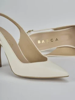 Décolleté e slingback tacco 9cm pelle bianco