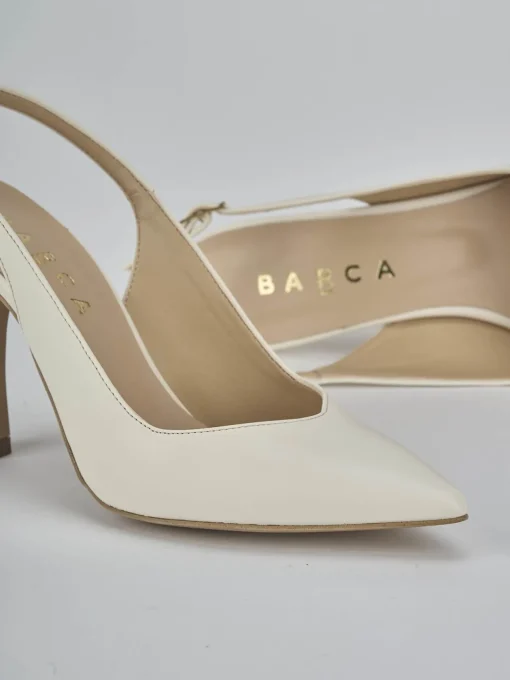 Décolleté e slingback tacco 9cm pelle bianco