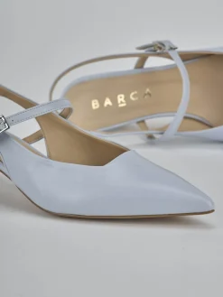Décolleté e slingback tacco 4cm pelle azzurro