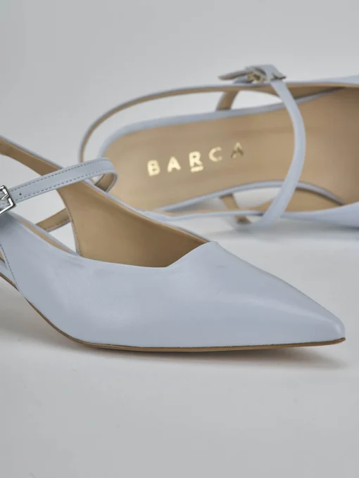 Décolleté e slingback tacco 4cm pelle azzurro