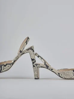 Décolleté e slingback tacco 6cm pitone beige