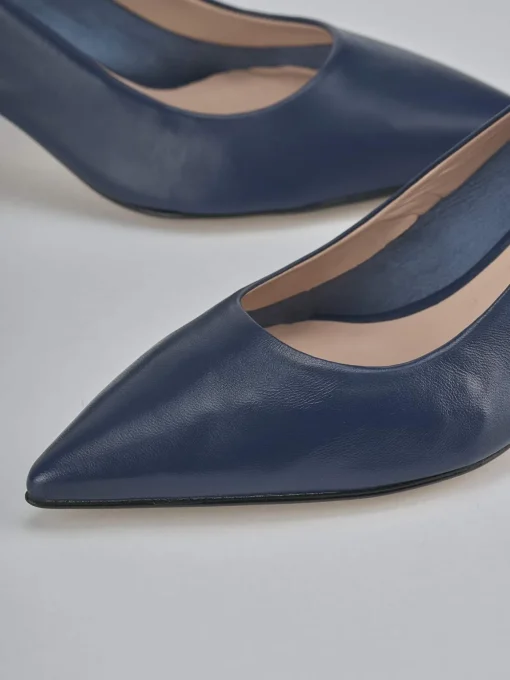 Décolleté e slingback tacco 5cm pelle blu
