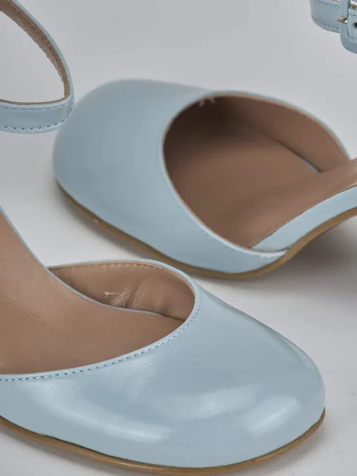 Décolleté e slingback tacco 7cm pelle azzurro