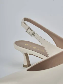 Décolleté e slingback tacco 5cm pelle beige
