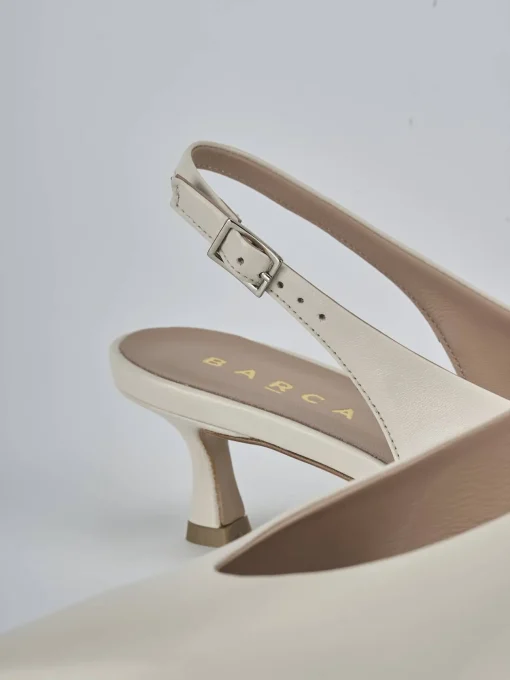 Décolleté e slingback tacco 5cm pelle beige