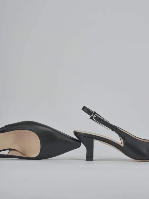 Décolleté e slingback tacco 6cm pelle nero