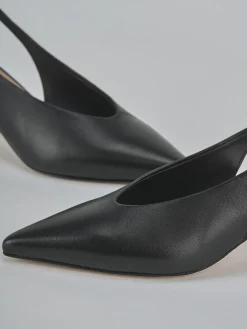 Décolleté e slingback tacco 5cm pelle nero