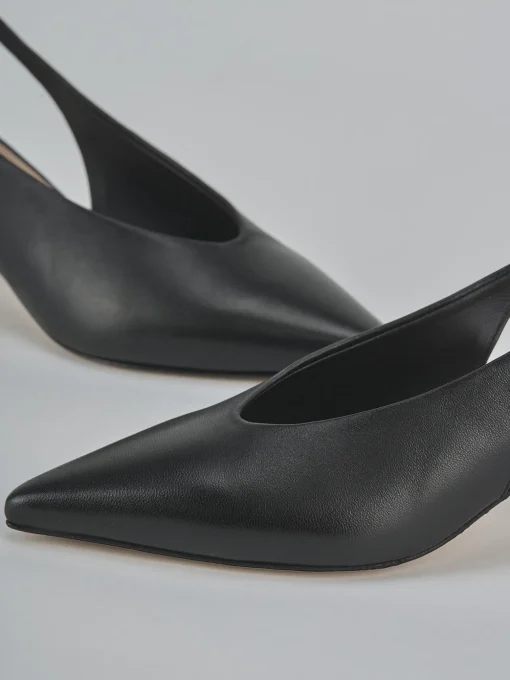 Décolleté e slingback tacco 5cm pelle nero