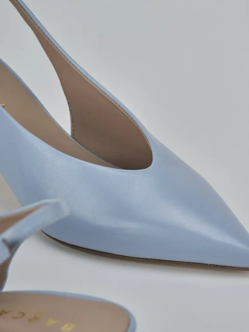 Décolleté e slingback tacco 5cm pelle azzurro
