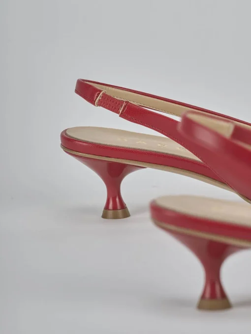 Décolleté e slingback tacco 4cm pelle rosso