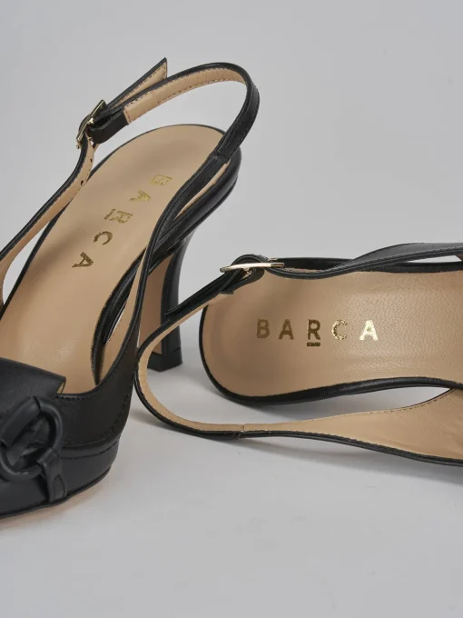 Décolleté e slingback tacco 7cm pelle nero