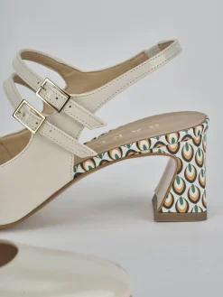Décolleté e slingback tacco 5cm vernice bianco