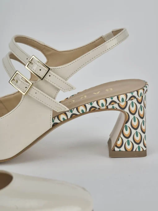 Décolleté e slingback tacco 5cm vernice bianco