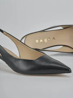 Décolleté e slingback tacco 4cm pelle nero