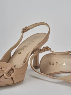 Décolleté e slingback tacco 7cm pelle beige