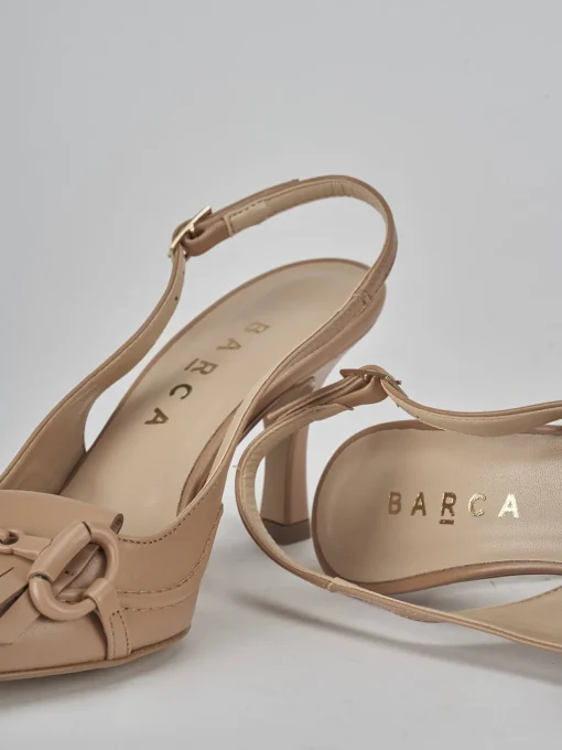 Décolleté e slingback tacco 7cm pelle beige