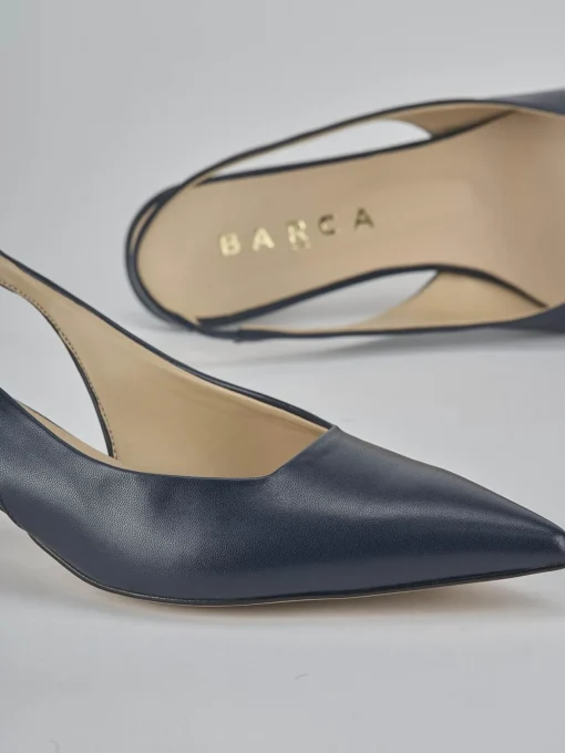 Décolleté e slingback tacco 4cm pelle blu