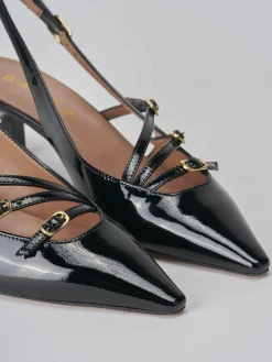 Décolleté e slingback tacco 6cm vernice nero