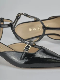 Décolleté e slingback tacco 4cm vernice nero