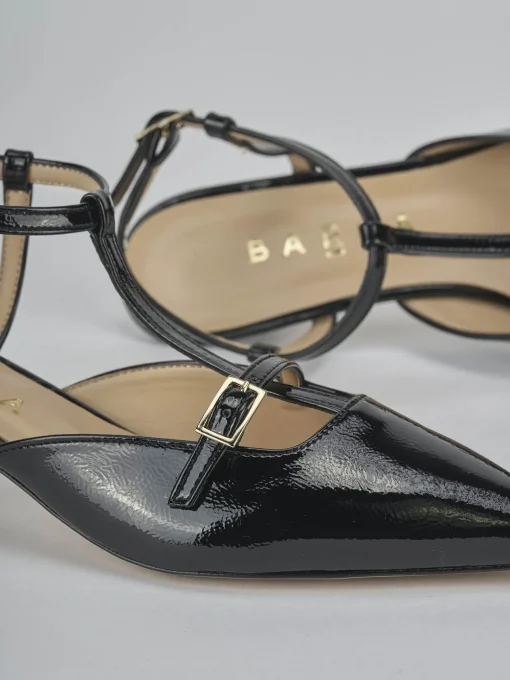 Décolleté e slingback tacco 4cm vernice nero