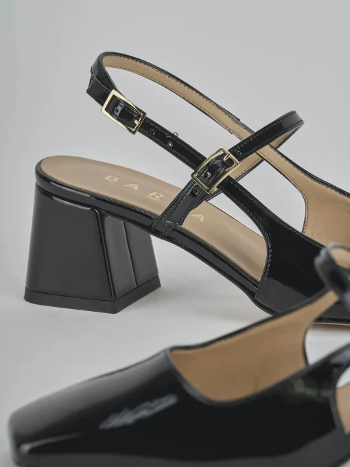 Décolleté e slingback tacco 5cm vernice nero