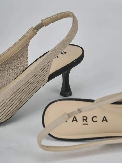 Décolleté e slingback tacco 5cm pelle beige