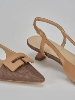 Décolleté e slingback tacco 3cm pelle testa