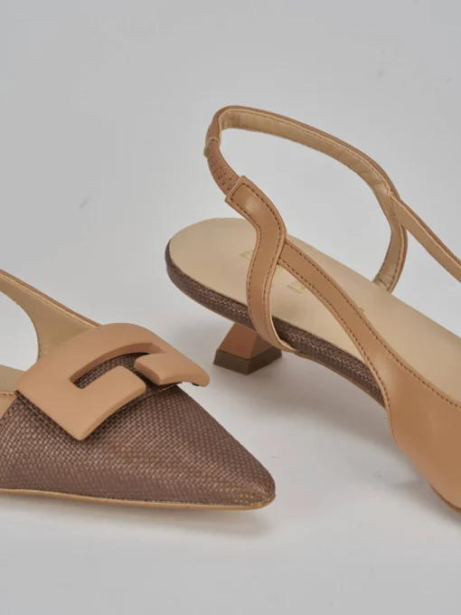 Décolleté e slingback tacco 3cm pelle testa