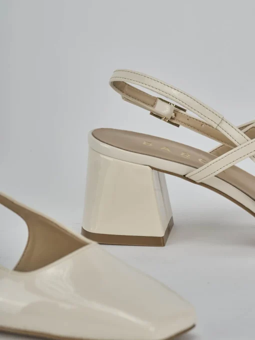 Décolleté e slingback tacco 5cm vernice bianco