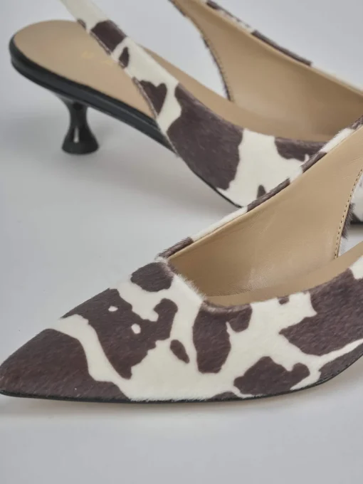 Décolleté e slingback tacco 4cm cavallino bianco