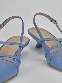 Décolleté e slingback tacco 3cm pelle jeans