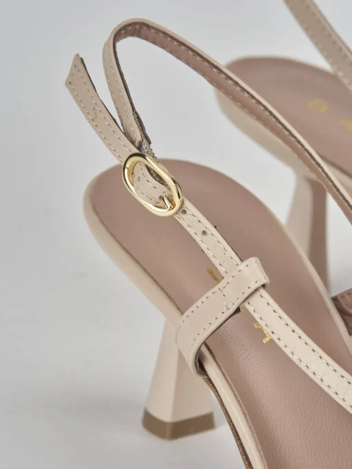 Décolleté e slingback tacco 7cm pelle beige