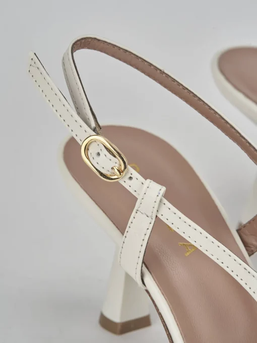 Décolleté e slingback tacco 7cm pelle bianco